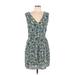 Sud Express Casual Dress - Mini Plunge Sleeveless: Blue Dresses - Women's Size Large