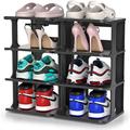 Ivy Bronx Shoe Rack For Bedroom, Plastic Shoe Rack Organizer For Closet, 4 Tiers 2 Columns Shoe Cubby | 16 H x 19 W x 10 D in | Wayfair