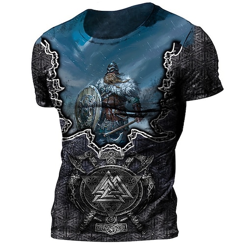 T-Shirt Druck 3D Mittelalterlich Keltisch T-Shirt Ärmel Grafik für Herren Erwachsene 3D-Druck für Karneval Maskerade Alltagstauglich Image