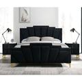 Enitial Lab Magalyn 3 Piece Bedroom Set Upholstered/Metal in Black | 49.75 H x 77.38 W x 91.25 D in | Wayfair IDF7411BK-Q-2NS