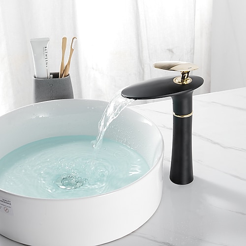 Waschbecken Wasserhahn Wasserfall Nickel gebürstet / galvanisiert / lackiert Centerset Einhand-Einloch-Badarmaturen Image