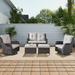 Rilyson 6PC Patio Furniture Set - Rattan Wicker Outdoor Sectional Conversation Sets with 2 Swivel Rocking Chairs 2 Ottomans 1 Loveseat and 1 Coffee Table for Porch Deck Garden(Brown/Grey)
