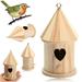 kosheko Wall-mounted Wooden Outdoor House Bird House Bird Box Wooden Box Decorative Birdhouse for Garden Backyard Patio yellow