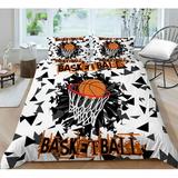 3D Sports Fire Basketball Bedding Set for Teen Boys Duvet Cover Sets with Pillowcases Twin Full Queen King Size 3PCS 1 Duvet Cover+2 Pillowcases