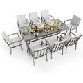 9 Piece Patio Dining Set Aluminum Outdoor Dining Set Patio Furniture Sets 2 Swivel Dining Chairs 6 Reg. Dining Chairs Aluminum Furniture Set for Patio Yard (Gray)