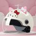 Kawaii Sanrios Hello Kitty Motorcycle Electric Bicycle Helmet with Smile Flower 3D Cat Bear Ear Women Motorbike Moto Bike Helmet