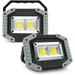 Rechargeable LED Work Light Portable 2-Pack - 30W 1500LM Rechargeable Waterproof COB Flood Light COB Camping Light for Garage Auto Repair Fishing BBQ and Outdoor Emergency