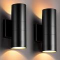 NANYUN Dusk to Dawn Outdoor Light Up and Down Lights Outdoor Waterproof Outdoor Sconce Lights Bulb Includ Modern Cylinder Black Outdoor Light Fixture for House Front Door Garage ETL Listed 2 Pack