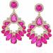 Sparkling Hot Pink Fashion Rhinestone Earrings - Large Colorful Crystal Chandelier Drop Dangle Statement Jewelry for All Occasions