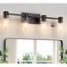 4-Light Modern Vanity Light Fixtures Over Mirror Matte Black Bathroom Light Fixtures Vanity Lights Wall Sconce with Clear Glass Shade for Bathroom E26 Base