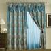 Window Drape Set With Valance And Sheer Backing (Complete Set 2 Separate Panels) - Premium Jacquard Fabric Floral Pattern - Traditional Curtains For Living Room - (Elsa 84 Blue)