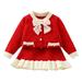 Outfits For Girls Toddler Kids Long Sleeve Knit Pullover Bowknot Tops Skirts Outfits