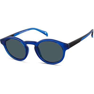 Zenni Round Rx Sunglasses Blue Bio-Based Full Rim Frame