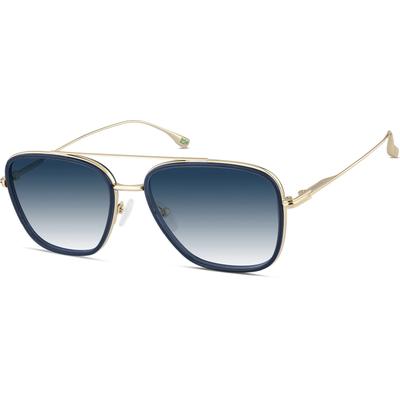Zenni Men's Aviator Rx Sunglasses Blue Recycled Metal + Bio-Base Full Rim Frame
