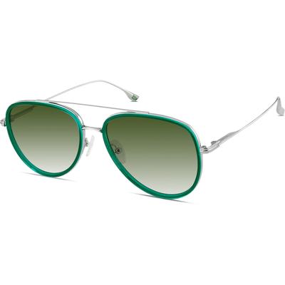 Zenni Men's Aviator Rx Sunglasses Green Recycled Metal + Bio-Base Full Rim Frame