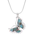 Happiness Soars,'Composite Turquoise and Sterling Silver Butterfly Necklace'