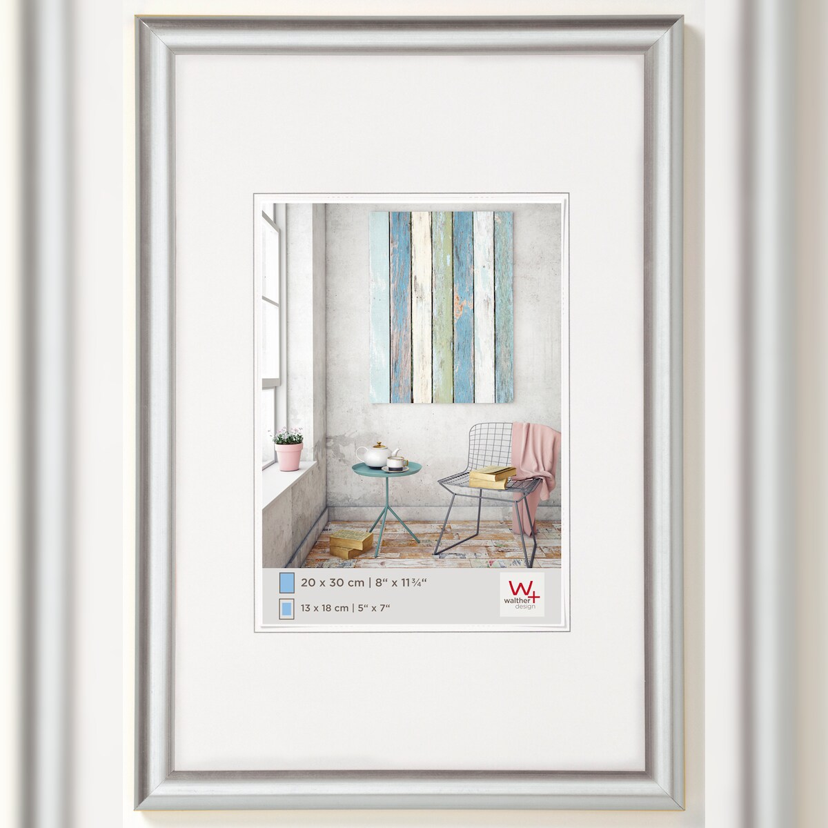 walther + design Trendstyle Kunststoff Bilderrahmen, silber, 50 x 70 cm Image