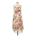 Charles Henry Casual Dress - DropWaist: Pink Floral Motif Dresses - Women's Size Small