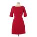 Tahari by ASL Casual Dress - Mini: Burgundy Solid Dresses - Women's Size 2 Petite