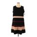 Nina Leonard Casual Dress - Shift: Black Color Block Dresses - New - Women's Size 2X