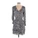 White House Black Market Casual Dress - Wrap: Gray Paisley Dresses - Women's Size X-Small Petite