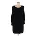 New York & Company Casual Dress - Sweater Dress: Black Solid Dresses - Women's Size Large