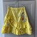 Anthropologie Skirts | Anthropologie Lithe Yellow Floral Ribbon Embroidered Ruffle Tiered Skirt 6 Small | Color: Gold/Yellow | Size: 6