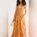 J. Crew Dresses | J Crew Collection V-Neck Double-Strap Maxi Dress Bright Orange Sunset Floral | Color: Gold/Orange | Size: Xs
