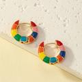 Anthropologie Jewelry | Enamel & Gold Plated Small Rainbow Hoops | Color: Gold/White | Size: Os