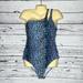 Jessica Simpson Swim | Jessica Simpson Nwt Size M Blue Animal Print One Shoulder Bathing Suit Swimsuit | Color: Blue/White | Size: M