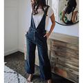 Free People Jeans | Free People Wide Leg A Line Jean Overalls | Color: Black/Gray | Size: 4