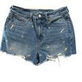 American Eagle Outfitters Shorts | American Eagle Tiny Flower Embroidered Mom Short Denim Shorts Raw Fray Hem | Color: Blue/Yellow | Size: 6