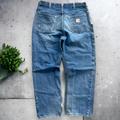 Carhartt Jeans | Distressed Carhartt Fr Washed Jeans Loose Straight Fit Flame Resistant 34/30 Vtg | Color: Blue | Size: 34