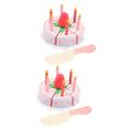 UPKOCH 2 Sets Wooden Simulation Cake Fake Food Toys Simulation Cake Toy Educational Toys Cutting Toy for Kids Pretend Cutting Puzzle Toy Birthday Cake Game Set Child