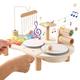 Generic Wooden Musical Drum Kit - Montessori Educational Toy Drum Kit With Xylophone - Wooden Musical Table Top Play Set Music Wind Chime For Kids Ages 2+