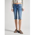 Slim-fit-Jeans PEPE JEANS "Shorts SLIM CROP LW" Gr. 25, N-Gr, blau (med blue) Damen Jeans Röhrenjeans