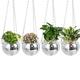 Oungy 4 Pack Disco Ball Planter 4" Disco Ball Plant Hanger Mirror Ball Hanging Planter with Chain Wooden Stand Home Boho Hanging Planters Ideal for Indoor and Outdoor Plants Hanging Decor
