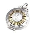 VOYADE S925 Sterling Silver Bagua Gaw Box Pendant, Men's Vintage Gaw Box Pendant Necklace,Gold,Pendant + Chain 65cm