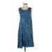 Bali Batiks Casual Dress - A-Line: Blue Batik Dresses - Women's Size Small