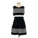 J.Crew Factory Store Casual Dress - DropWaist: Black Stripes Dresses - Women's Size Large