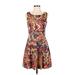 Alice Moon by Moon Collection Casual Dress - A-Line: Orange Brocade Dresses - Women's Size Small