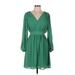 H&M Cocktail Dress - Wrap: Green Solid Dresses - Women's Size Medium