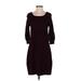 Eliza J Casual Dress - Sweater Dress: Burgundy Solid Dresses - Women's Size Small