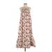 Universal Thread Casual Dress - Maxi: Brown Floral Motif Dresses - Women's Size Small