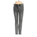 Free People Jeans - Super Low Rise Skinny Leg Boyfriend: Gray Bottoms - Women's Size 25 - Dark Wash