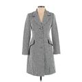White House Black Market Coat: Gray Checkered/Gingham Jackets & Outerwear - Women's Size 2X-Small