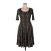 Lularoe Casual Dress - Fit & Flare: Black Damask Dresses - Women's Size X-Large