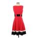Calvin Klein Casual Dress - DropWaist: Red Color Block Dresses - Women's Size 4