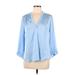 Vince Camuto Long Sleeve Blouse: Blue Tops - Women's Size Medium