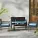 Patio Furniture 4 Pieces Conversation Sets Outdoor Wicker Rattan Chairs Garden Backyard Balcony Porch Poolside loveseat